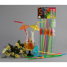 Party Decoration Series paille portable en plastique, paille folle, paille de dessin animé